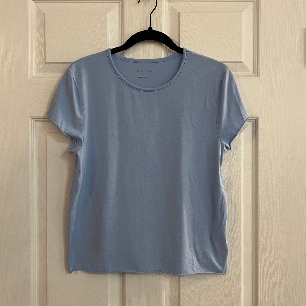 *SOLD* Anthropologie Blue Basic Cotton/Modal Blend Short Sleeve Tee - Women’s XL